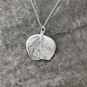 Silver Tulip Poplar leaf - real Tulip Poplar leaf silver - real leaf handmade silver pendant - handmade silver leaf necklace