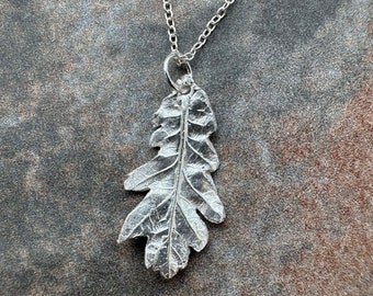 oak leaf silver pendant -real oak leaf silver pendant - handmade oak leaf pendant - handmade silver oak leaf pendant