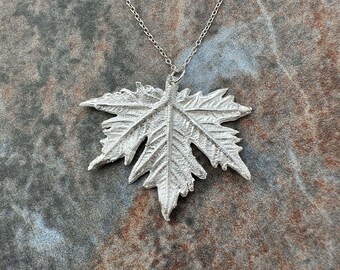 Old World Sycamore leaf silver pendant - handmade silver leaf pendant - real leaf pendant - made from a real leaf - solid silver leaf