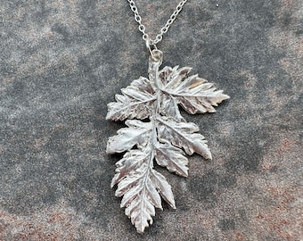 Small Fern leaf silver pendant - handmade silver leaf pendant - real leaf pendant - made from a real leaf - silver leaf detail