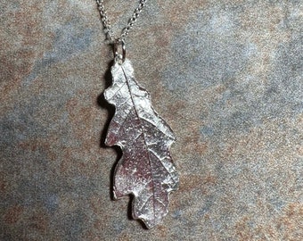 oak leaf silver pendant -real oak leaf silver pendant - handmade oak leaf pendant - handmade silver oak leaf pendant