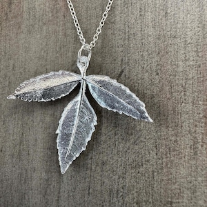 Sterling Silver Small Rowan Leaf Pendant - Handmade From A Real Leaf