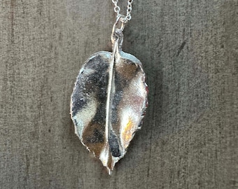 Sterling Silver Laurel Leaf pendant - Handmade form a real leaf