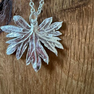 Sterling SilverGeranium Leaf Pendant - Handmade From A Real Leaf