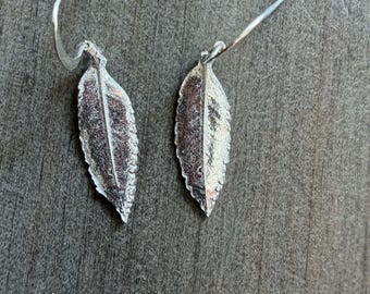 Sterling Silver Rowan earrings  - Handmade from a real leaf