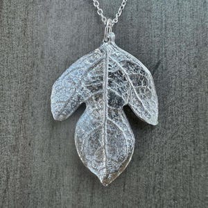 Sterling Silver Sassafras Leaf Pendant - Handmade From A Real Leaf