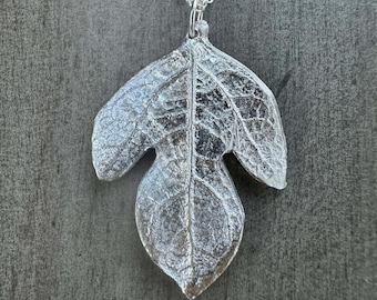 Sterling Silver Sassafras Leaf Pendant - Handmade From A Real Leaf