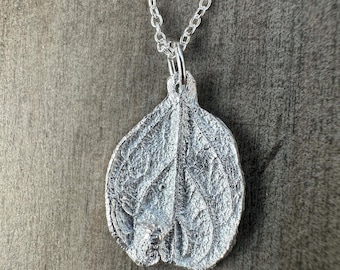 Sterling Silver Kiwi Leaf Pendant - Handmade From A Real Leaf