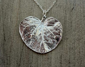 Sterling Silver Eastern Redbud Leaf Pendant - Handmade From A Real Leaf