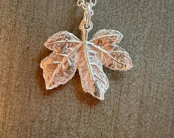 Sterling Silver Maple Leaf Pendant: Handmade From A Real Leaf