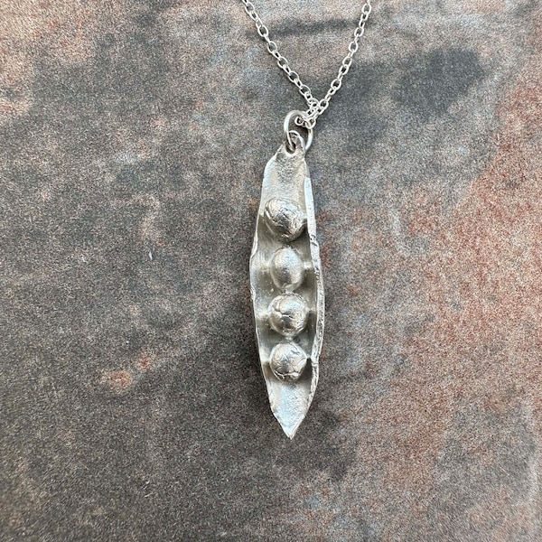 real silver pea pod pendant -  silver pea pod pendant- handmade silver pea pod pendant - handmade silver pea pod necklace