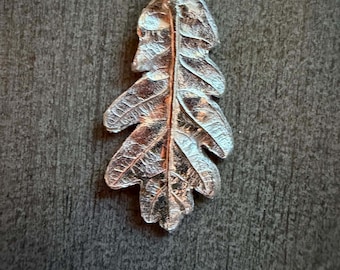 Sterling Silver oak leaf pendant, Handmade from a real leaf