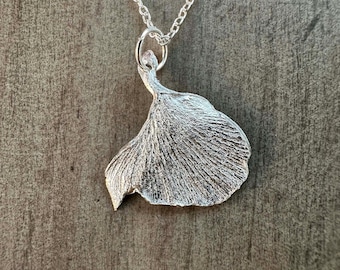 Sterling Silver Small Ginkgo Leaf Pendant: Handmade From A Real Leaf