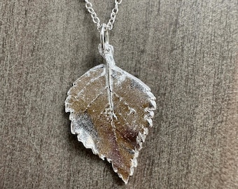 Silver Birch leaf pendant - handmade in sterling silver