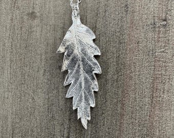 Sterling silver Turkey Oak leaf pendant  - Handmade from a real leaf