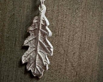 Tiny Oak Leaf Sterling Silver Pendant - Handmade From A Real Leaf