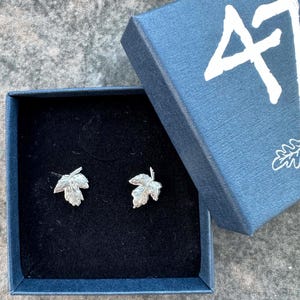 Tiny Maple Leaf Sterling Silver Stud Earrings - Handmade From A Real Leaf