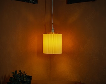 Beige, Ribbed Cylinder Lampshade • 3D Printed Retro Design • Mid Century Modern Style • Modular Kit for E14/E27