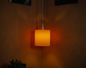 Gold, Ribbed Cylinder Lampshade • 3D Printed Retro Design • Mid Century Modern Style • Modular Kit for E14/E27