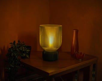 Cozy Boho Table Lamp - Sage Green Ambient Lighting - Living Room Accent Light - Retro Nightstand Lamp - Mood Light - DIY Lamp Kit