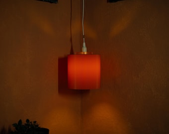 Red, Ribbed Cylinder Lampshade • 3D Printed Retro Design • Mid Century Modern Style • Modular Kit for E14/E27