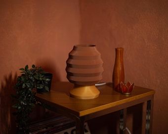 Minimalist Desk Lamp - Modern 3D Printed Table Light - Deep Brown Decor - LED Bedside Lamp - Simple Nightstand Lamp - DIY Design Kit