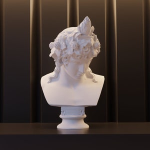 Bust of Antinous as Dionysus - Handcrafted Bust of Antinous as Dionysus - Exquisite Decor and Timeless Gift for Art Connoisseurs