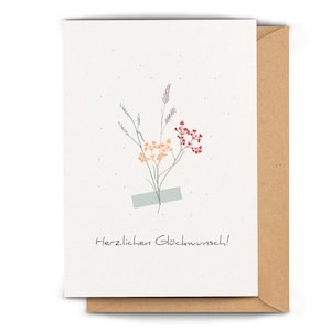 Glückwunschkarte mit Wildblumen für Geburtstage, Hochzeit