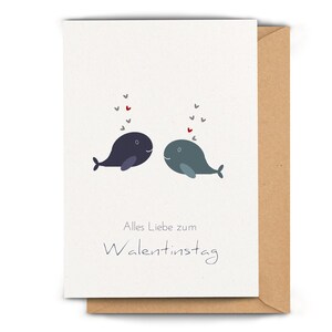 Lustige Karte zum Valentinstag, verliebte Wale, Valentinstagskarte, Geschenk