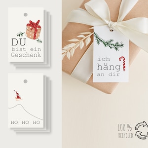 6er Set Geschenkanhänger Weihnachten, nachhaltige Geschenkverpackung