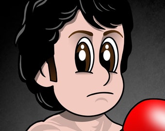 ROCKY, Sylvester Stallone, Cartoon, Custom Illustration, Digital Art, Instant Download, Printable Gift, Wall Decoration, Boxing film, Balboa
