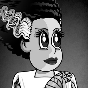 THE BRIDE of FRANKENSTEIN, Halloween Gift, Elsa Lanchester, Universal Monsters, Monster cartoon, Personalized Illustration, Instant download