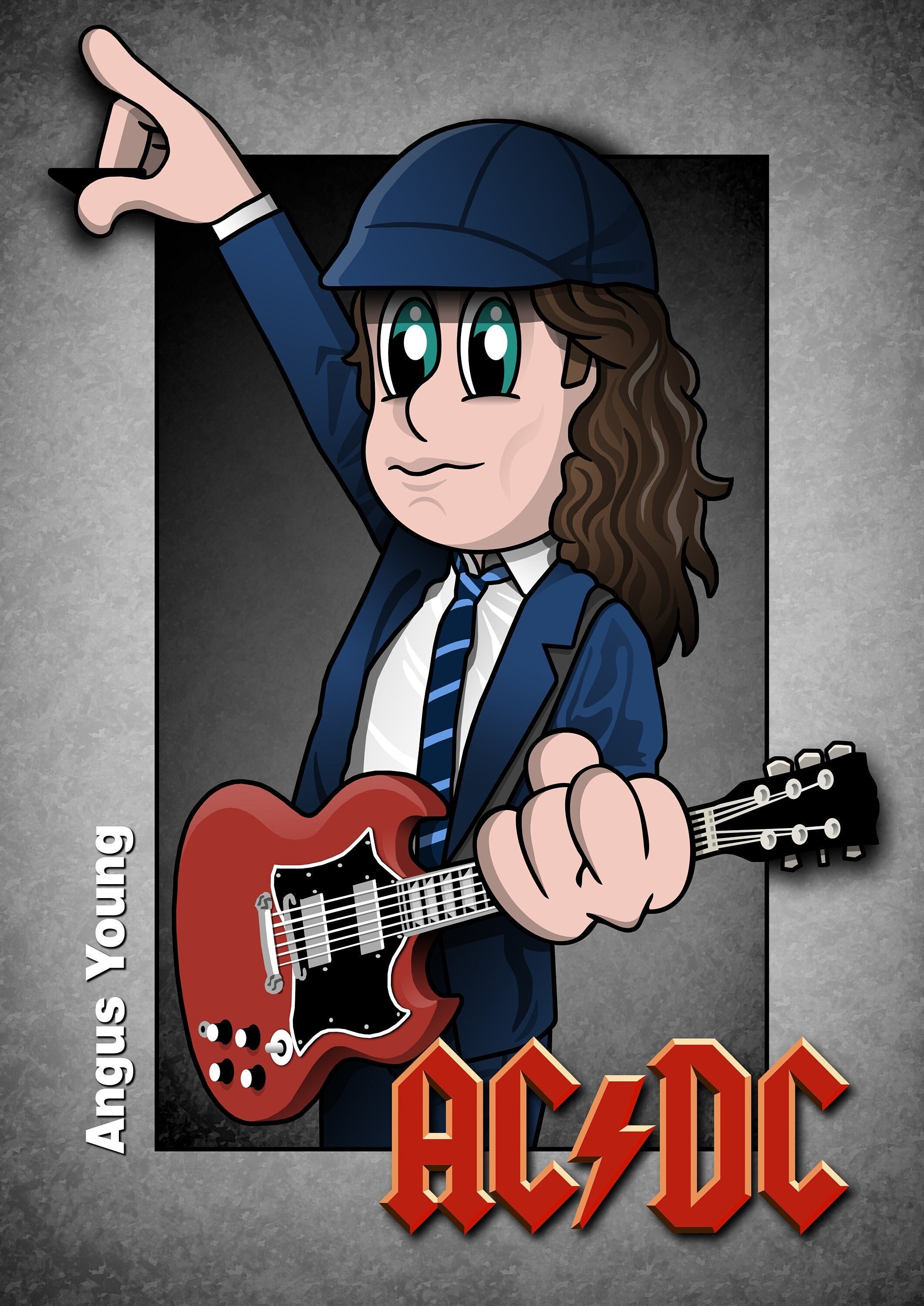 AC/DC、アンガス・ヤング、ロックスター、ギターヒーロー、漫画