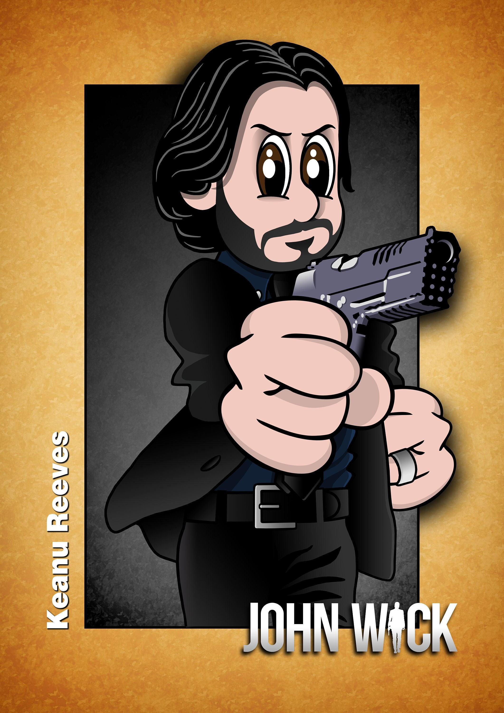 JOHN WICK, Keanu Reeves, Action movies, Cartoon, Personalized illustration, Digital art, Instant download, Printable gift, John Wick Saga