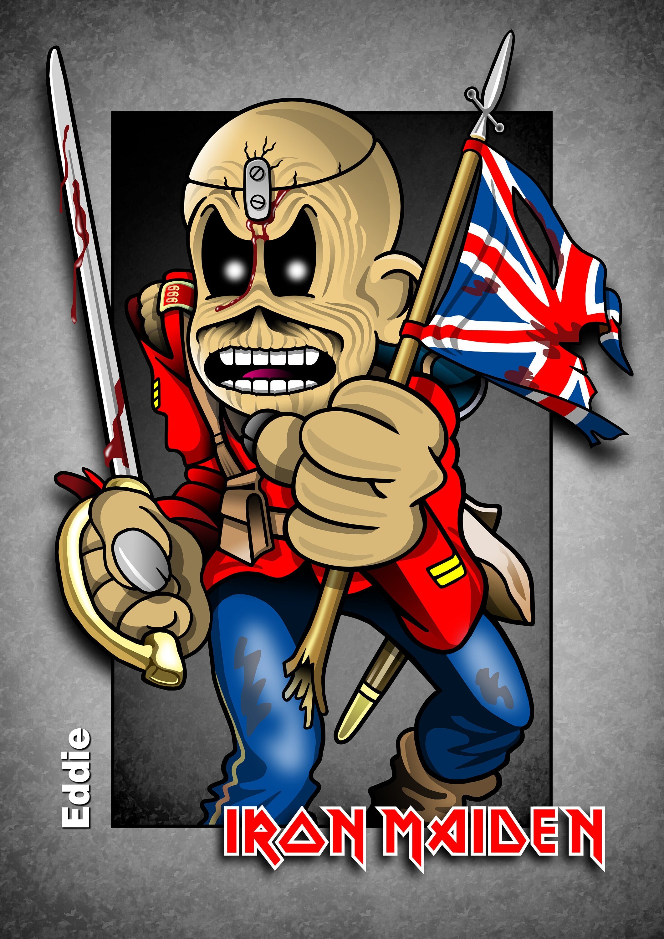 Eddie the Trooper Iron Maiden Heavy Metal Music Cartoon - Etsy Eddie the Trooper Iron Maiden Heavy Metal Music Cartoon - Etsy