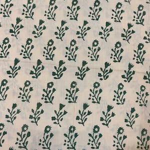 Floral Print Fabric By The Yard Indian Hand Block Printed Cotton Voile Fabric, Sewing Clothing Fabric Quilting and Crafting Fabric