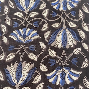Beautiful Flower print Hand Block Printed Fabric, Cotton Fabric, Indian Fabric, fabric by yard, Block Printed Cotton womens clothing, Fabric