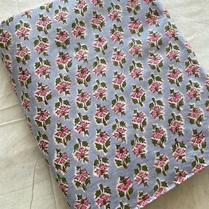 Indian Hand Block Floral Printed 100% Pure Cotton Cloth, Fabric by the yard, Curtains, Dress, Pillows, Cushions, upholstery  fabric,