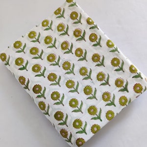 Beautiful Flower print Hand Block Printed Fabric, Cotton Fabric, Indian Fabric, fabric by yard, Block Printed Cotton womens clothing, Fabric