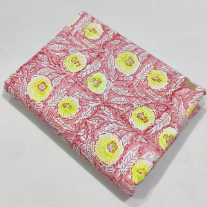 Beautiful Flower print Hand Block Printed Fabric, Cotton Fabric, Indian Fabric, fabric by yard, Block Printed Cotton womens clothing, Fabric