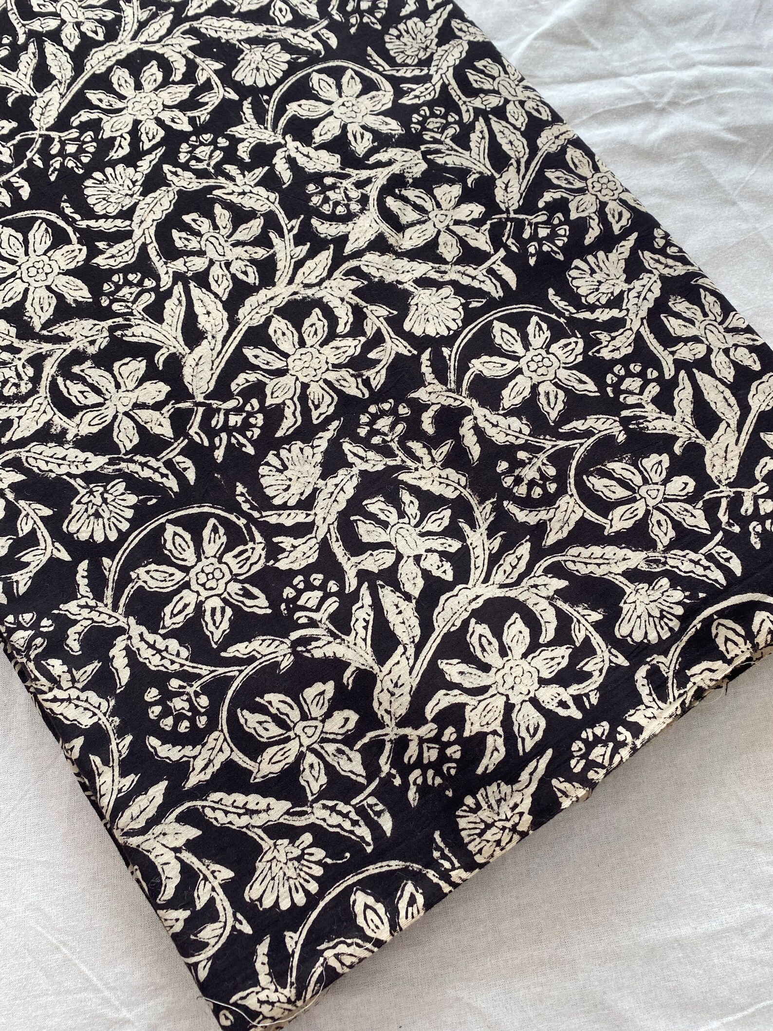 Cotton dhoti with all over small flower hand block print.