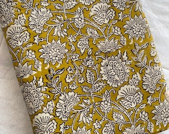 Block Print Fabric 100% Cotton Fabric Plant Dyed, Sustainable & Ethically Sourced Fabric of India by the yard Continuous  Cut !
