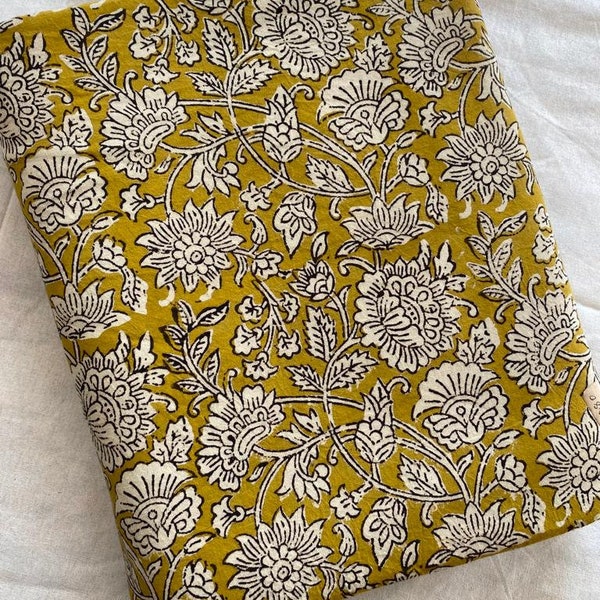 Block Print Fabric 100% Cotton Fabric Plant Dyed, Sustainable & Ethically Sourced Fabric of India by the yard Continuous  Cut !