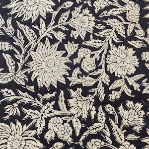 Beautiful Flower print Hand Block Printed Fabric, Cotton Fabric, Indian Fabric, fabric by yard, Block Printed Cotton womens clothing, Fabric