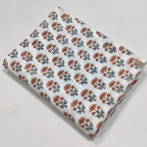 Indian Hand Block Floral Printed 100% Pure Cotton Cloth, Fabric by the yard, Curtains, Dress, Pillows, Cushions, upholstery  fabric,