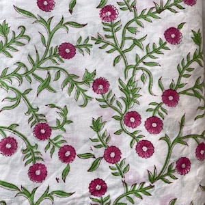 Beautiful Flower print Hand Block Printed Fabric, Cotton Fabric, Indian Fabric, fabric by yard, Block Printed Cotton womens clothing, Fabric