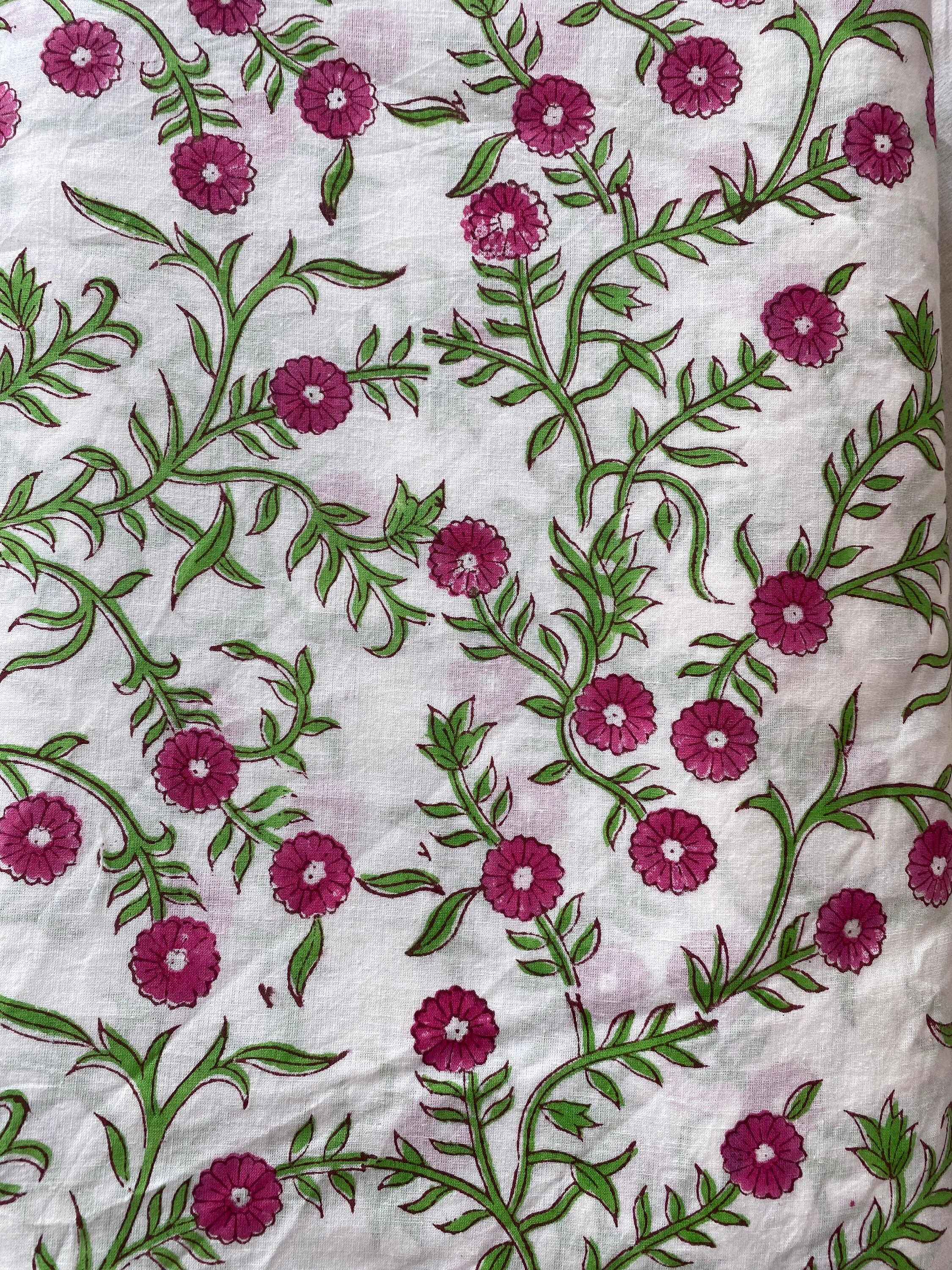 Beautiful Flower print Hand Block Printed Fabric, Cotton Fabric, Indian Fabric, fabric by yard, Block Printed Cotton womens clothing, Fabric