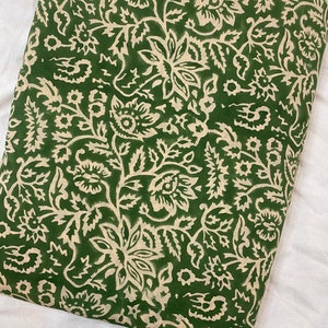 Floral Print Fabric By The Yard Indian Hand Block Printed Cotton Voile Fabric, Sewing Clothing Fabric Quilting and Crafting Fabric