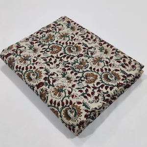 Indian Hand Block Floral Printed 100% Pure Cotton Cloth, Fabric by the yard, Curtains, Dress, Pillows, Cushions, upholstery  fabric,
