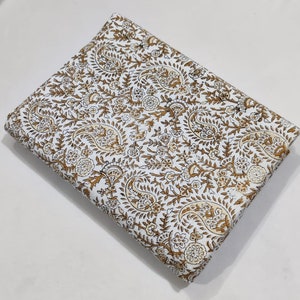Indian Hand Block Floral Printed 100% Pure Cotton Cloth, Fabric by the yard, Curtains, Dress, Pillows, Cushions, upholstery  fabric,